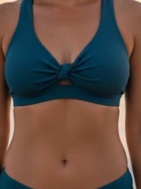 CALIA by Carrie Underwood Ribbed Tie-Front Bikini top